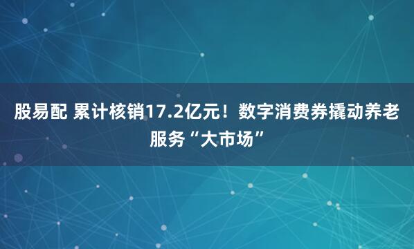 股易配 累计核销17.2亿元！数字消费券撬动养老服务“大市场”